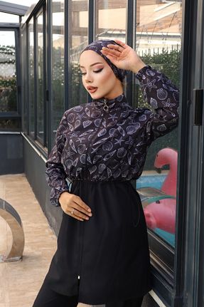 مایو حجاب مشکی زنانه گلدار Atelier Lina - کد 875874191