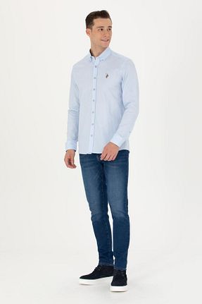 پیراهن آبی مردانه یقه دکمه دار U.S. Polo Assn. - کد 876128260