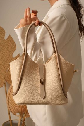 کیف دوشی بژ زنانه چرم مصنوعی WATCHOFROYAL - کد 738010026