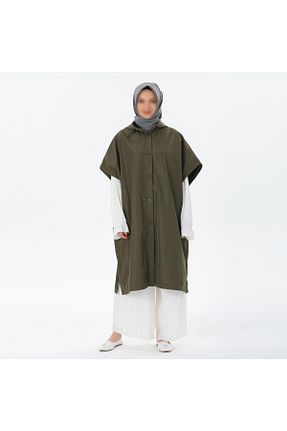 پانچو حجاب خاکی زنانه پنبه ای Enans Design - کد 876199607