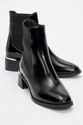 بوت / نیم بوت مشکی زنانه چرم خالص luvishoes - کد 876276143