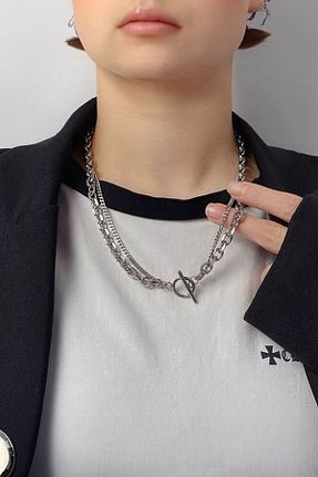 گردنبند استیل ( فولاد ) طوسی زنانه استیل (فولاد) Chavin - کد 875481661