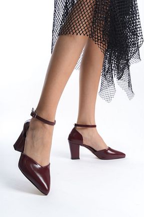 کفش پاشنه بلند کلاسیک زرشکی زنانه چرم مصنوعی MTZ MODA - کد 876368638