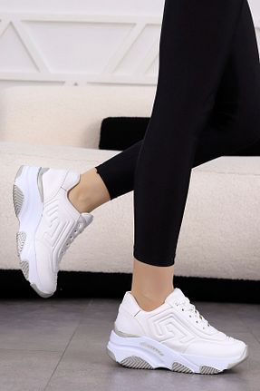 کفش اسنیکر سفید زنانه بند دار kajal ayakkabı - کد 876379225