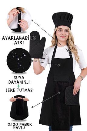دستکش و پیشبندآشپزخانه مشکی sevilya - کد 737241968