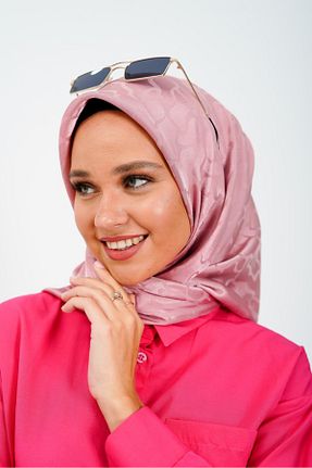 روسری صورتی پنبه پلی استر lamella - کد 876449575