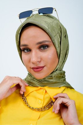 روسری خاکی پنبه پلی استر lamella - کد 876498572