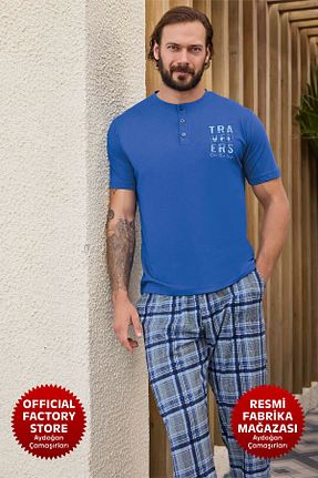ست لباس راحتی آبی مردانه %100 پنبه Aydoğan - کد 876506594