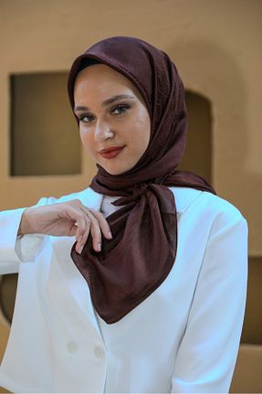 روسری قهوه ای پنبه پلی استر lamella - کد 876582425