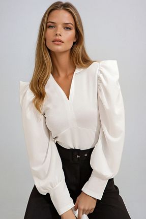 بلوز سفید زنانه رگولار VAGGON - کد 876584251