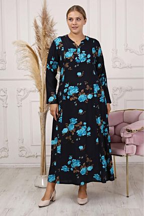 لباس سایز بزرگ سرمه ای زنانه ویسکون LİKAPA - کد 343716572