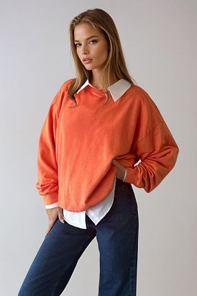 سوئیشرت نارنجی زنانه ساده VAGGON - کد 876584046