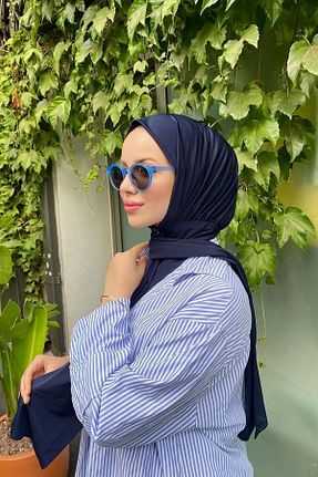 شال سرمه ای زنانه پنبه ای FDCOLLECTİON - کد 876599619