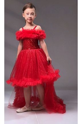 لباس مجلسی و فارغ التحصیلی قرمز بچه گانه پولک دوزی ABİYEKİDS - کد 875774011