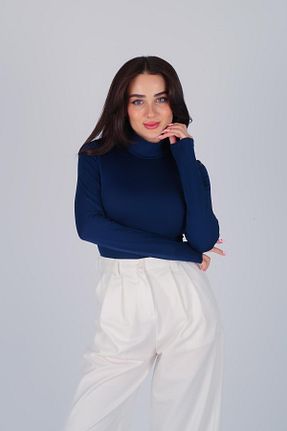 بادی سرمه ای زنانه یقه ایستاده FACETTE - کد 876603772