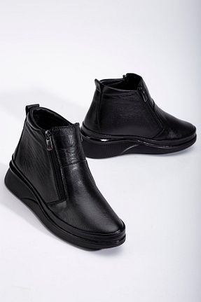 بوت / نیم بوت مشکی زنانه چرم خالص Dilimler Ayakkabı - کد 876672889