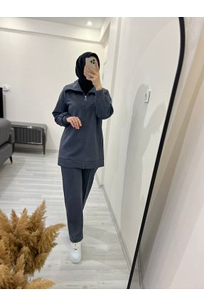 ست بالاتنه و پائین تنه طوسی زنانه رگولار MevaCollection - کد 876713406