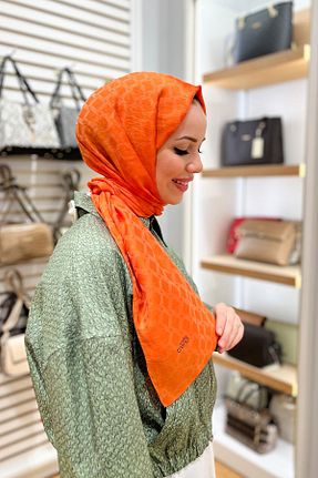 شال نارنجی زنانه پنبه ای Armine - کد 818681591