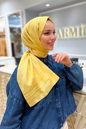 شال زرد زنانه پنبه ای Armine - کد 856013636