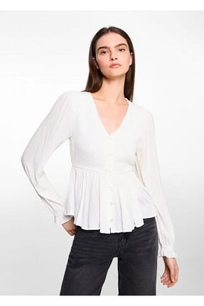 بلوز سفید زنانه ساده MANGO Teen - کد 857925974