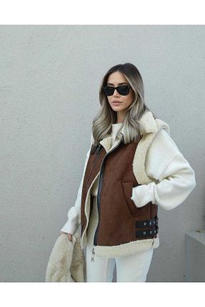 جلیقه قهوه ای زنانه رگولار MODA DURAĞI - کد 876754787