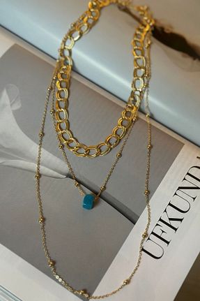 گردنبند جواهر طلائی زنانه برنجی Trendy Butik - کد 876759400