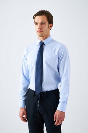 پیراهن آبی مردانه یقه دکمه دار Paşahan - کد 876822591