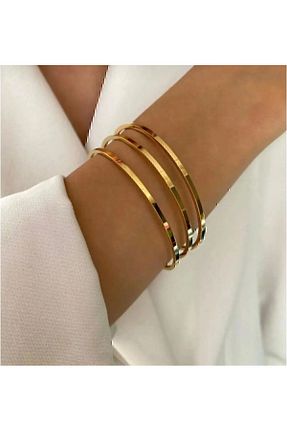 دستبند استیل (فولاد) طلائی زنانه استیل ضد زنگ İtal - کد 876824262
