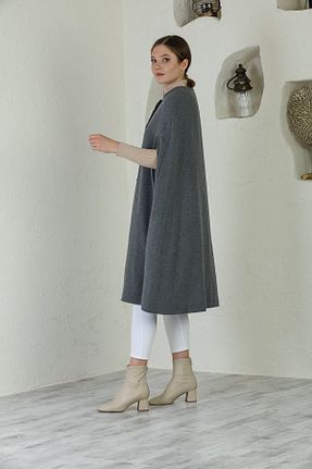 پانچو حجاب طوسی زنانه بافت ensade - کد 156917485