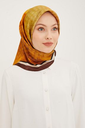روسری قهوه ای کرپ ساتن ابریشم Armine - کد 771516342