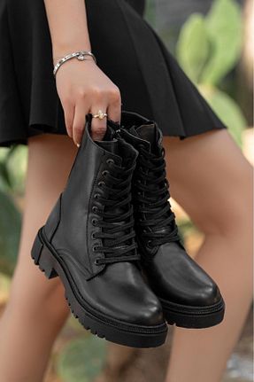 بوت / نیم بوت مشکی زنانه چرم مصنوعی MY GROSS SHOES - کد 855613809