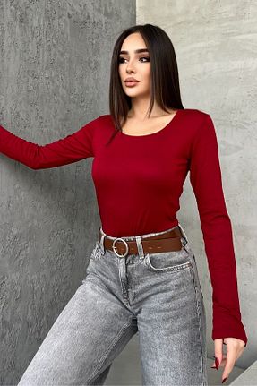 بادی زرشکی زنانه یقه مربعی modavingo - کد 876839926