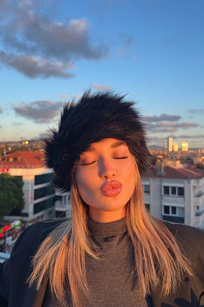 کلاه مشکی زنانه خز مصنوعی Mollycrush - کد 876869860