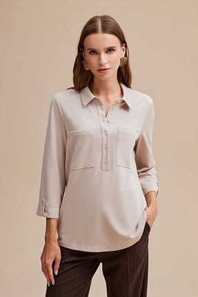 بلوز بژ زنانه ساده Naramaxx - کد 876875945