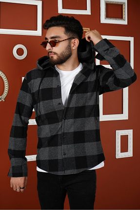 پیراهن طوسی مردانه رگولار SERAZAT - کد 862523701