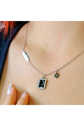 گردنبند استیل ( فولاد ) طوسی زنانه استیل ضد زنگ Hediye Yolda - کد 876889289