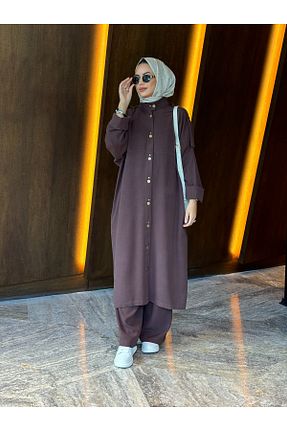 ست بالاتنه و پائین تنه حجاب قهوه ای زنانه A-line sevannaluxurydesign - کد 876883528
