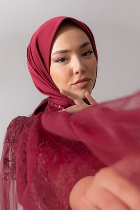 روسری زرشکی پلی استر Silk Home - کد 876909647