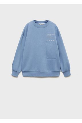 سوئیشرت آبی بچه گانه ساده MANGO Kids - کد 854742052