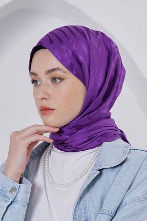 شال بنفش زنانه پنبه ای Loryan - کد 876929200