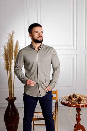 پیراهن خاکی مردانه رگولار Sarar - کد 876995079