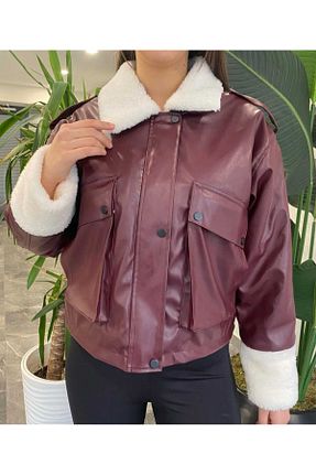 کاپشن زرشکی زنانه رگولار NEVEGE BUTİK - کد 877061503