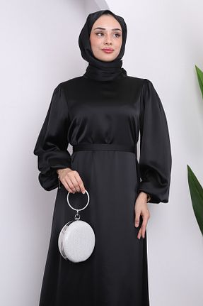 لباس مجلسی حجاب مشکی زنانه یقه دوچرخه İmajButik - کد 838294746