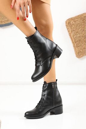بوت / نیم بوت مشکی زنانه چرم مصنوعی Trendpink - کد 877080789