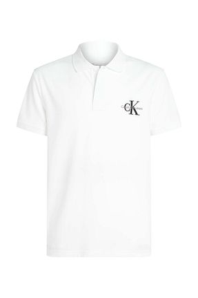 پولوشرت سفید مردانه پنبه ای Calvin Klein - کد 877114288