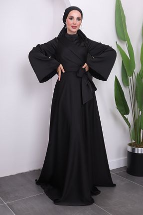 لباس مجلسی حجاب مشکی زنانه یقه ایستاده İmajButik - کد 840122205