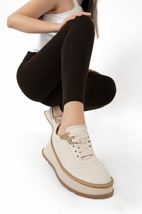 کفش اسنیکر بژ زنانه چرم اصل seimio - کد 877166600