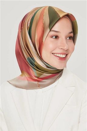 روسری نباتی کرپ ساتن ابریشم Armine - کد 289293300