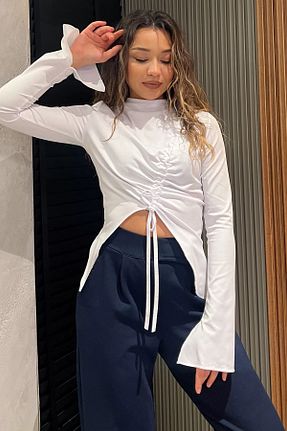 بلوز سفید زنانه ساده GÜLSELİ - کد 877227652