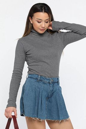 بلوز طوسی زنانه ساده GÜLSELİ - کد 877227613